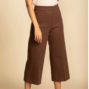 Pink Martini Nadia Wide Leg Cropped Suede Pants Brown Casual Womens Size Small